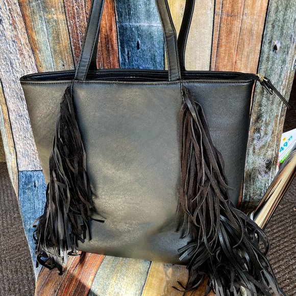 Fabulous Black Bag with Fringes - Picture 1 of 4